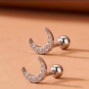 Elegant Silver Crescent Moon Earring